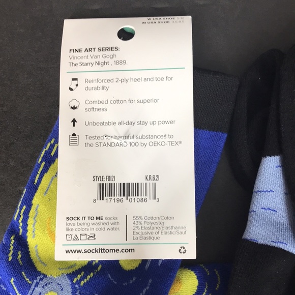 NWT Sock It To Me knee high socks Fine Art Series Vincent Van Gogh Starry Night - Picture 7 of 13
